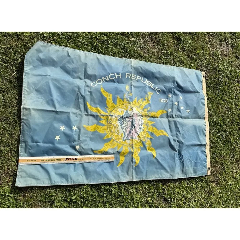 VINTAGE CONCH REPUBLIC AND CAT CAY FLAG - BORDER PATROL STICKER